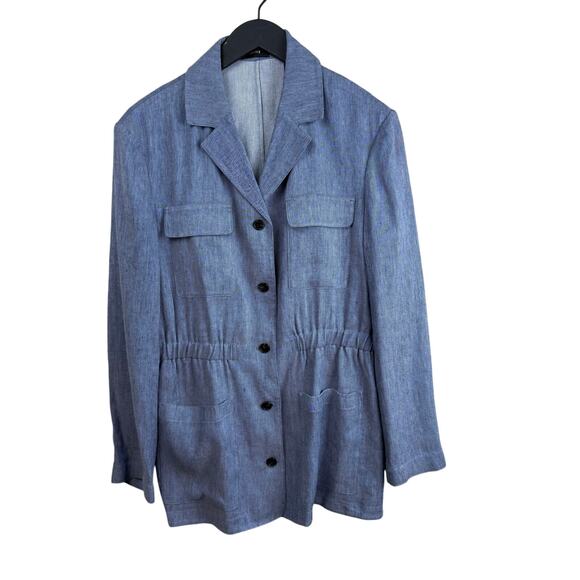 THEORY Fluid Linen Cinch Jacket Blazer 12 - Picture 9 of 13